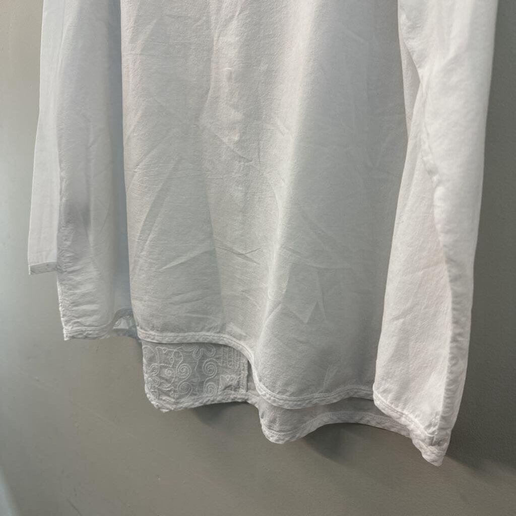 Focus White Embroidered Long Sleeve Top Extra Large