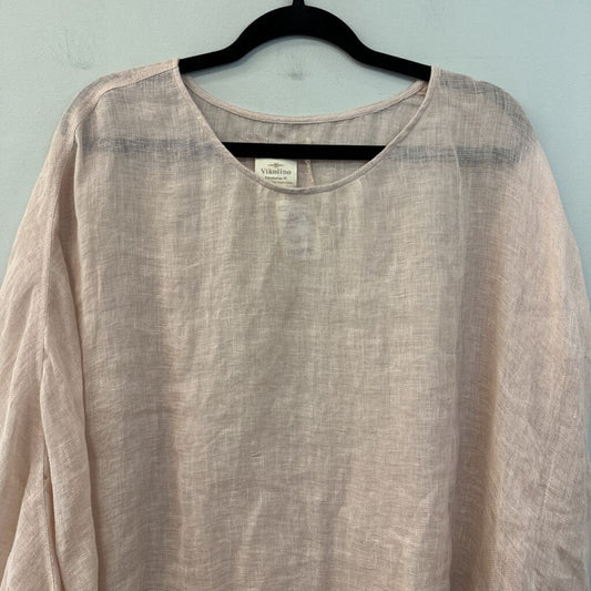 Vikolino Pink 100% Linen Poncho Top One Size