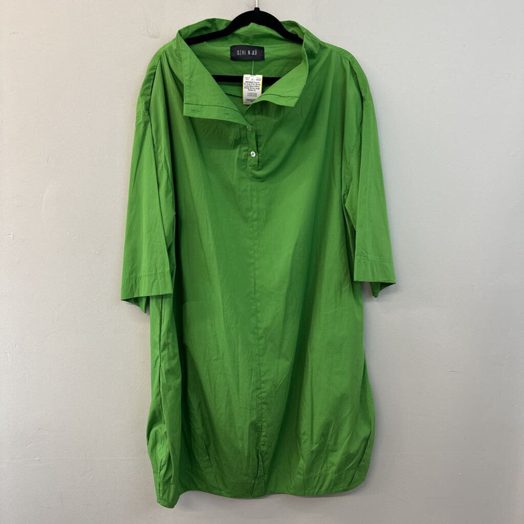 Ozai N Ku Green Long Sleeve Boxy Dress Extra Large