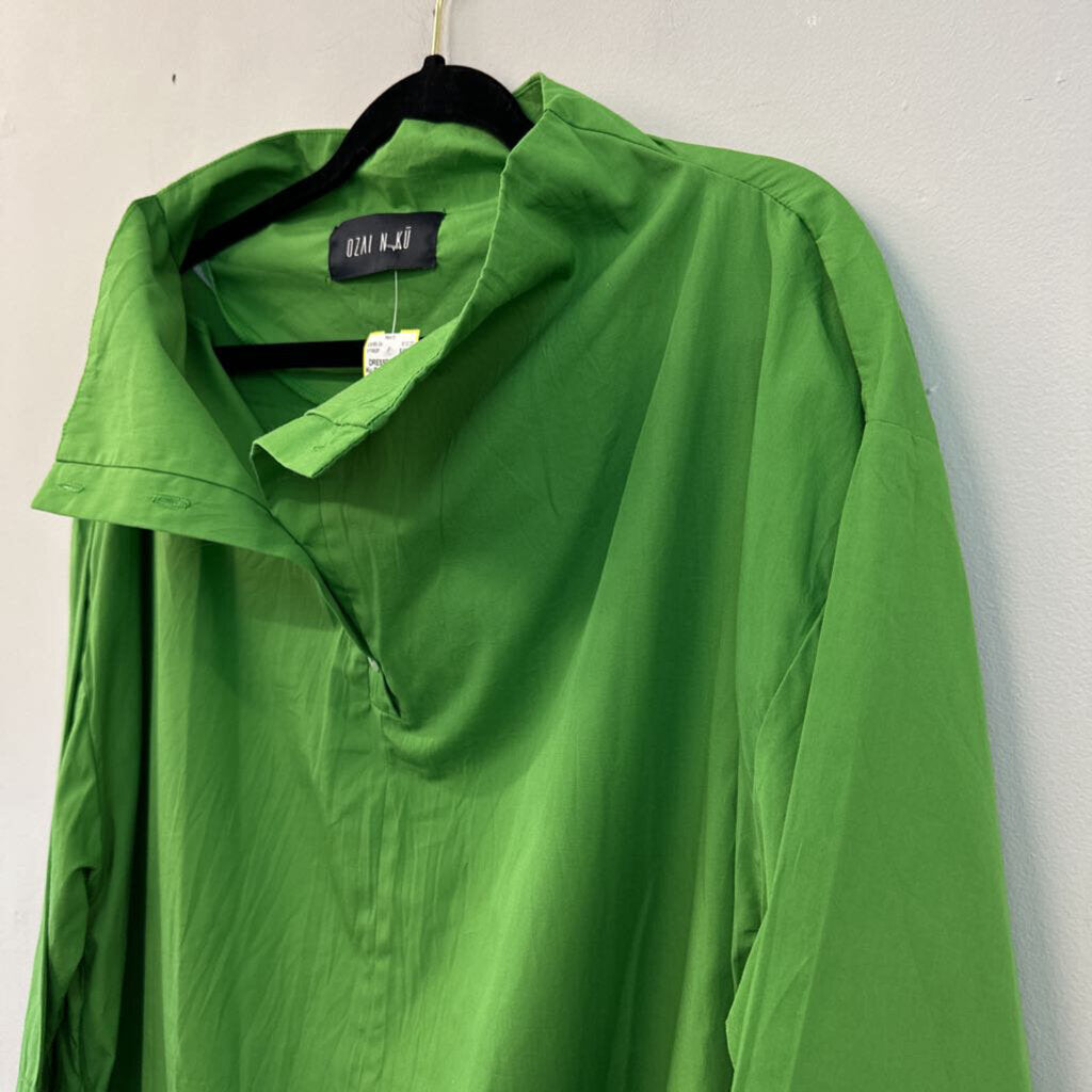 Ozai N Ku Green Long Sleeve Boxy Dress Extra Large