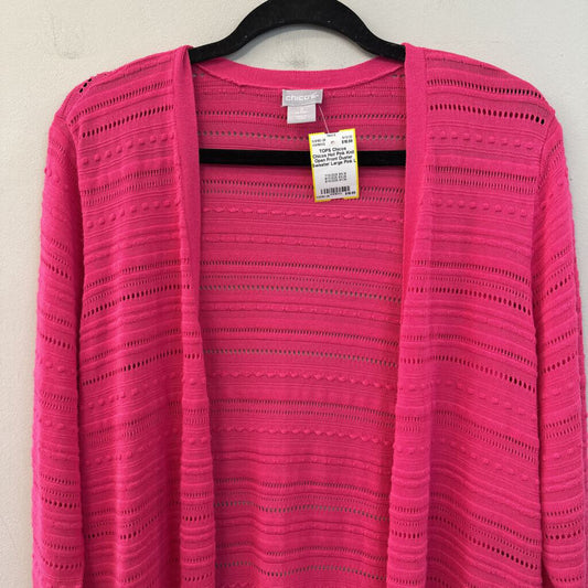 Chicos Hot Pink Knit Open Front Duster Sweater Large