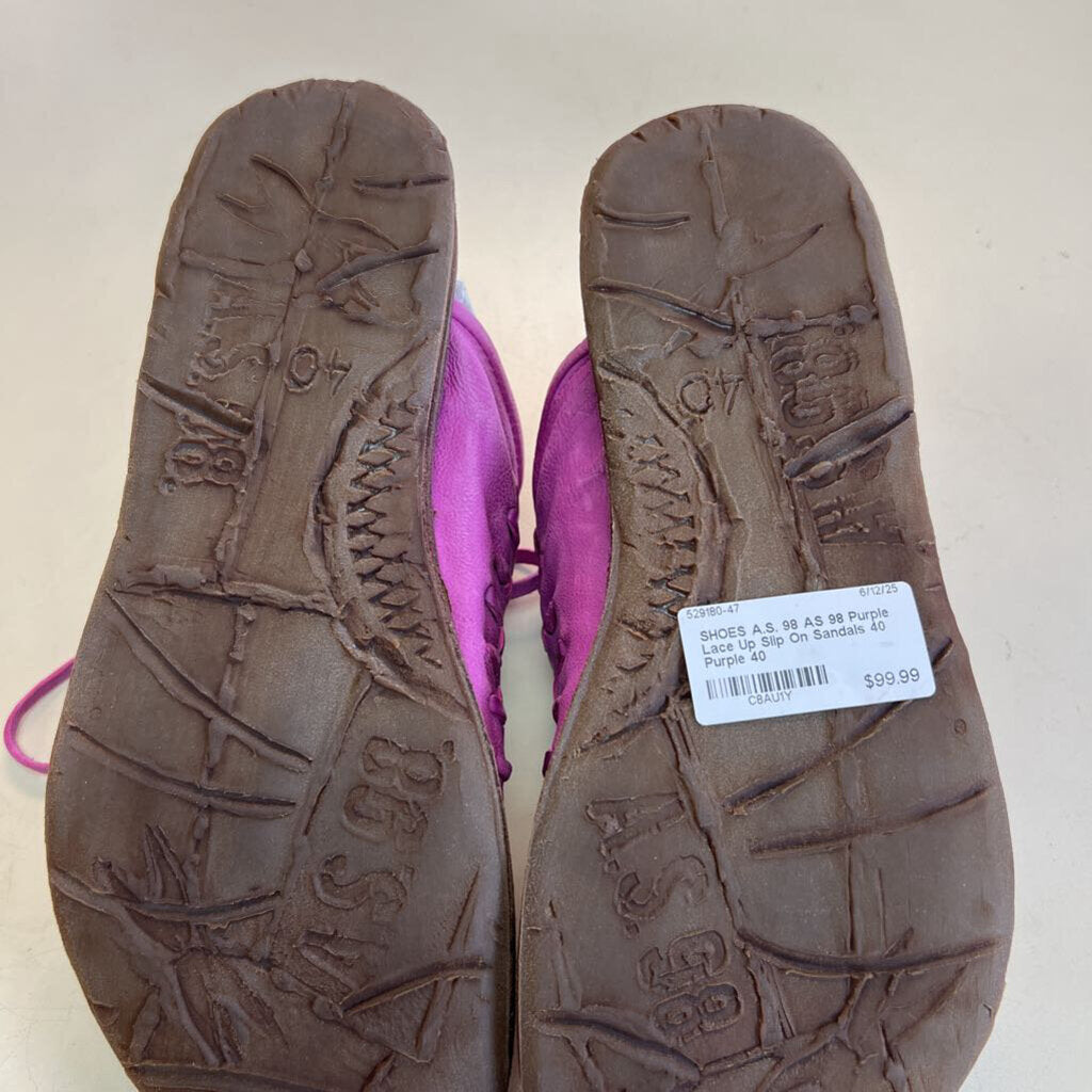 AS 98 Purple Lace Up Slip On Sandals 40