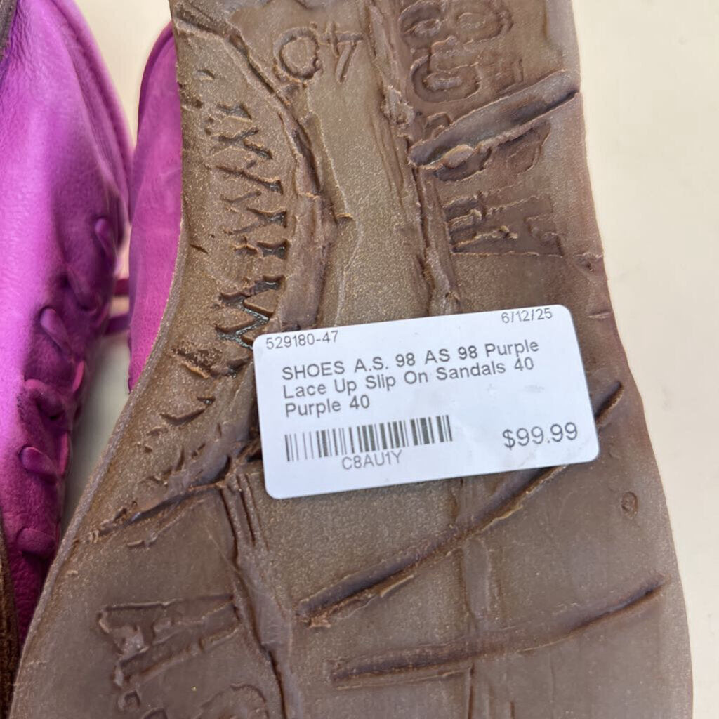 AS 98 Purple Lace Up Slip On Sandals 40