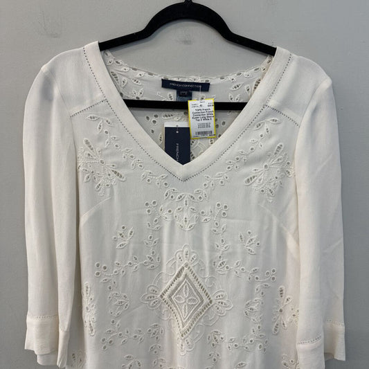 French Connection White Eyelet Long Sleeve Top 0