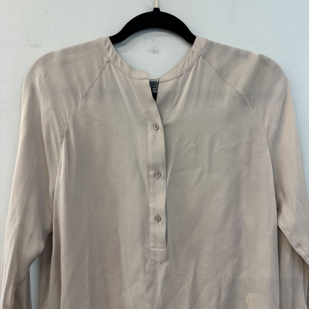 Vince Light Brown Silky Long Sleeve Top Extra Small