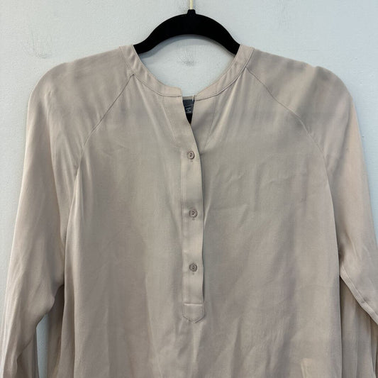Vince Light Brown Silky Long Sleeve Top Extra Small
