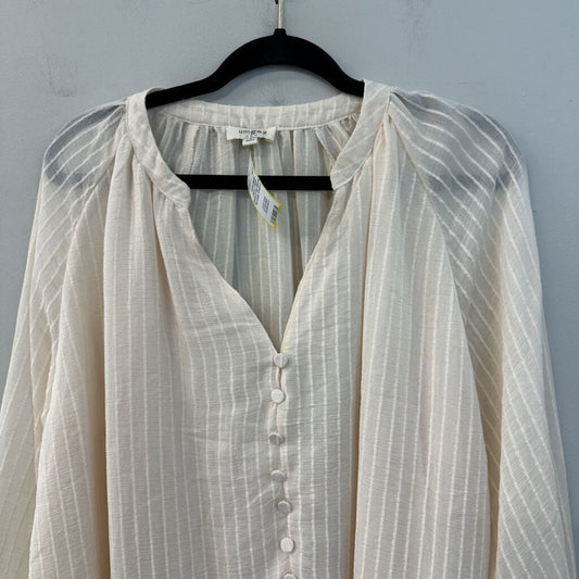 Umgee Cream Striped Long Sleeve Top Large