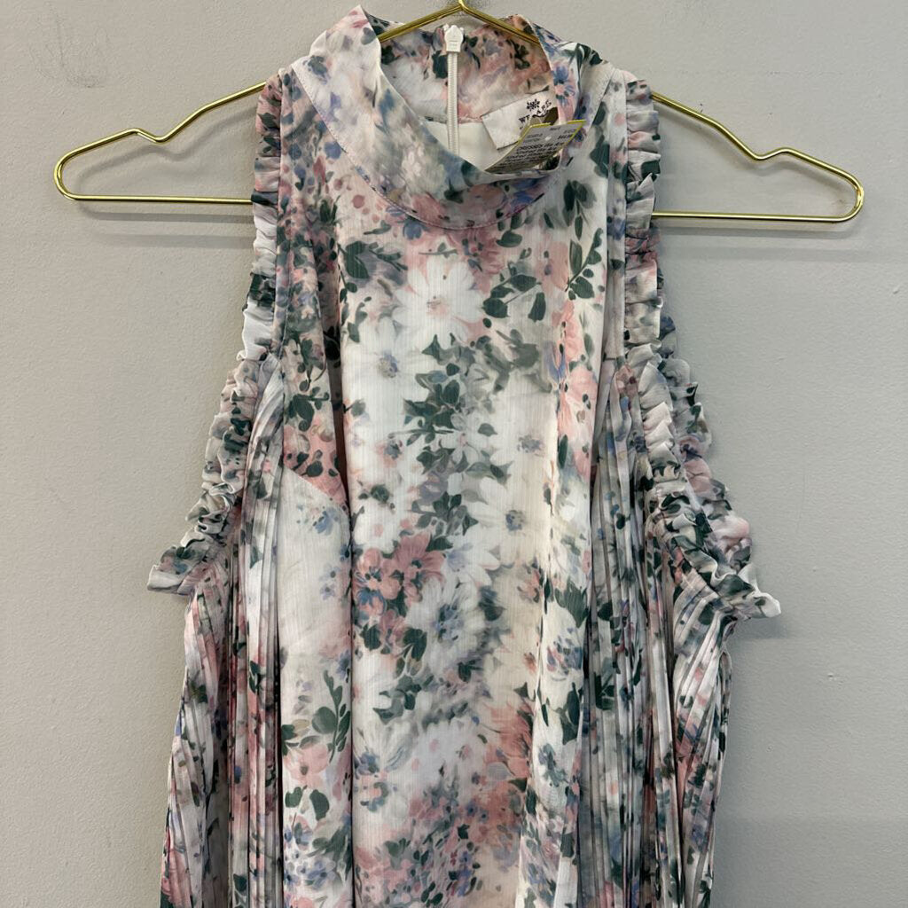 We Are Kindred White/ Multi Flower Print High Neck Long Sleeve Dress 4