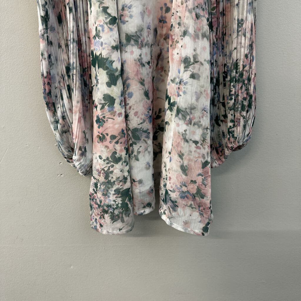 We Are Kindred White/ Multi Flower Print High Neck Long Sleeve Dress 4