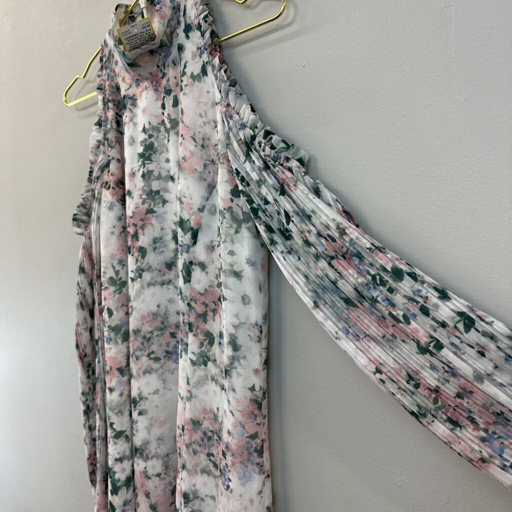 We Are Kindred White/ Multi Flower Print High Neck Long Sleeve Dress 4
