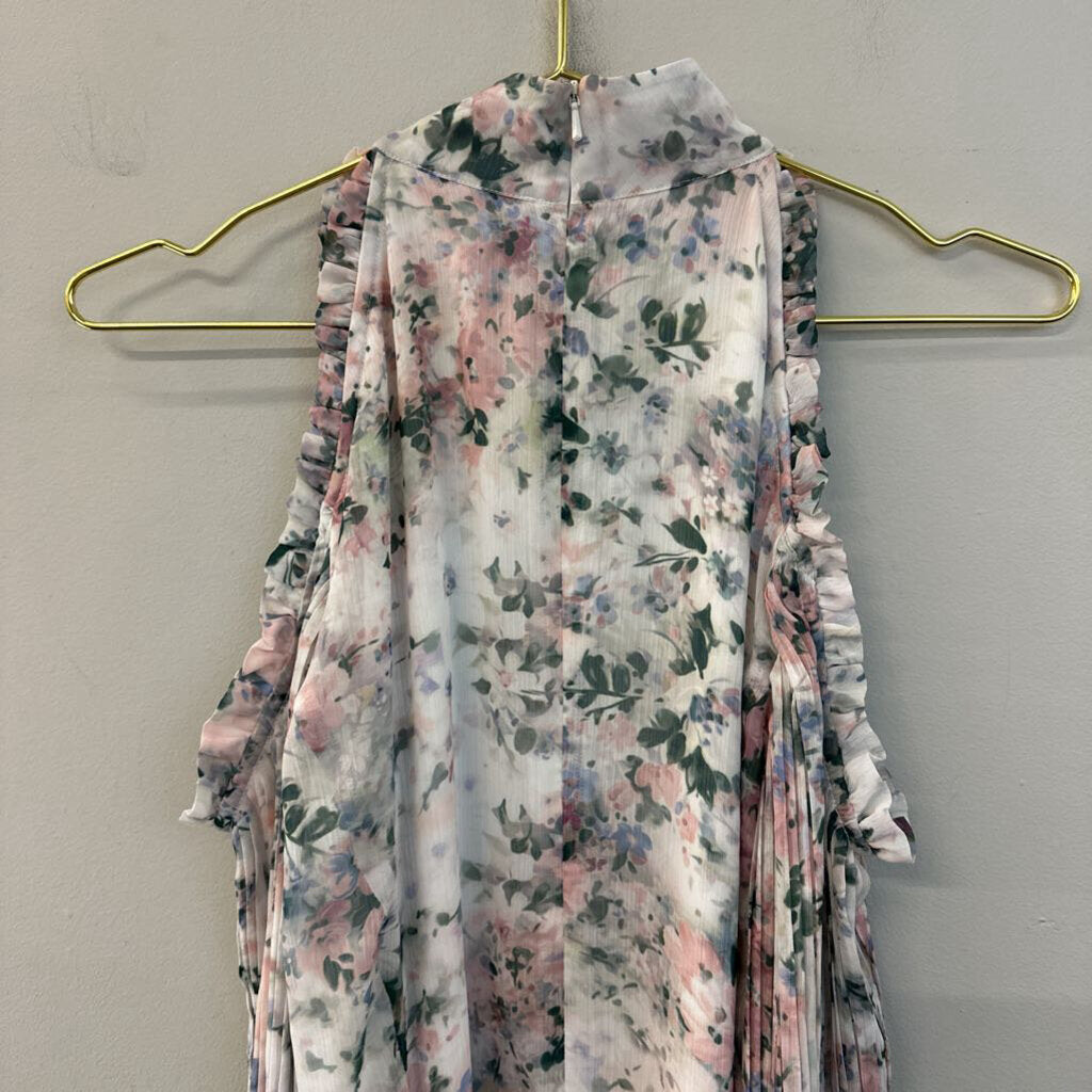 We Are Kindred White/ Multi Flower Print High Neck Long Sleeve Dress 4
