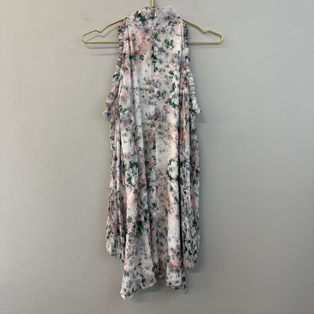 We Are Kindred White/ Multi Flower Print High Neck Long Sleeve Dress 4