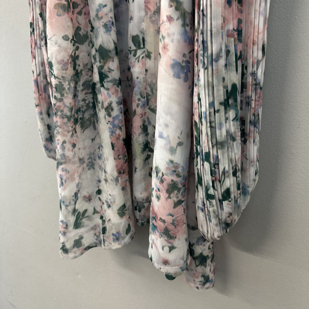 We Are Kindred White/ Multi Flower Print High Neck Long Sleeve Dress 4