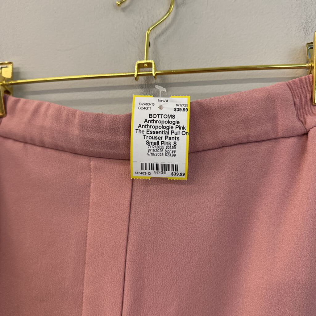 Anthropologie Pink The Essential Pull On Trouser Pants Small