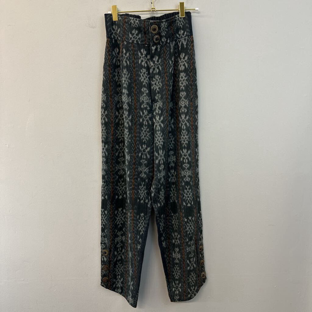 Nusantara Blue/ Multi Print High Waisted Pants Small