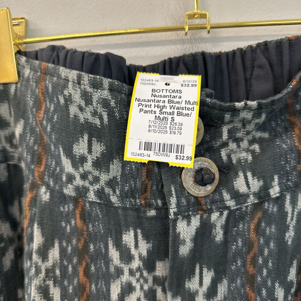 Nusantara Blue/ Multi Print High Waisted Pants Small