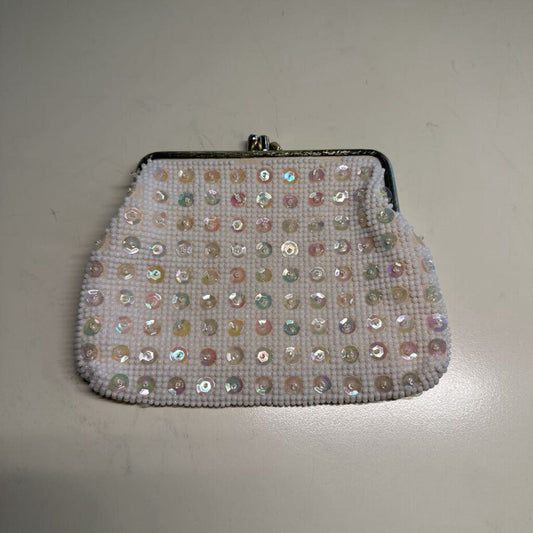 Vintage White Beaded/ Sequin Change Purse