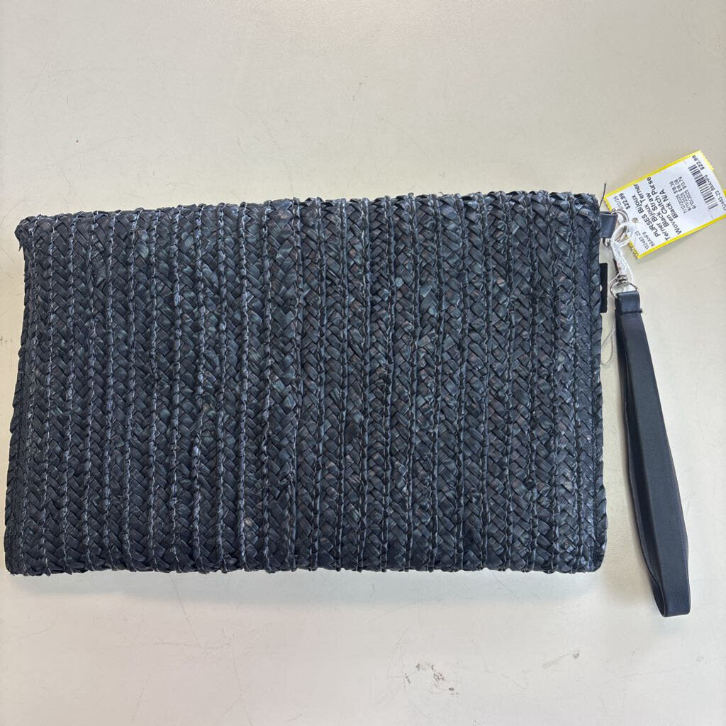 Bijoux Terner Black Straw Woven Clutch Purse