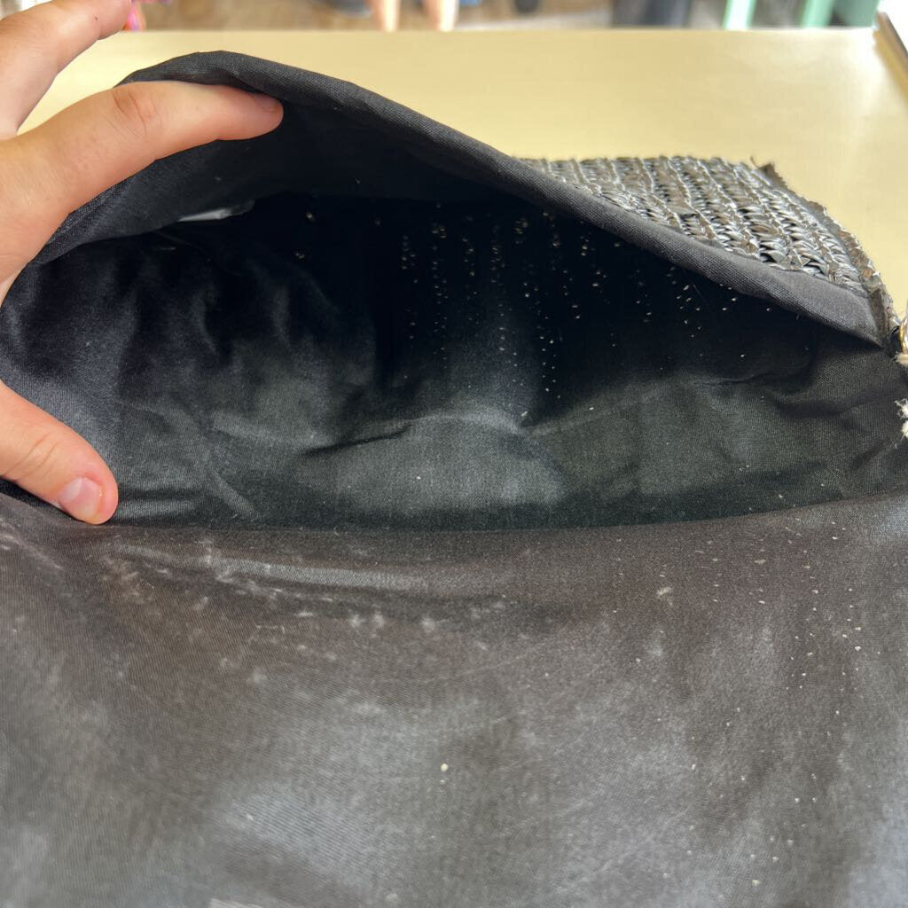 Bijoux Terner Black Straw Woven Clutch Purse