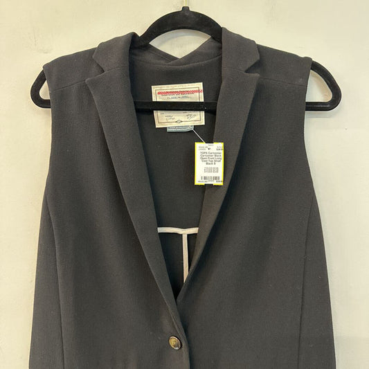 Cartonnier Black Open Front Long Vest Top Small