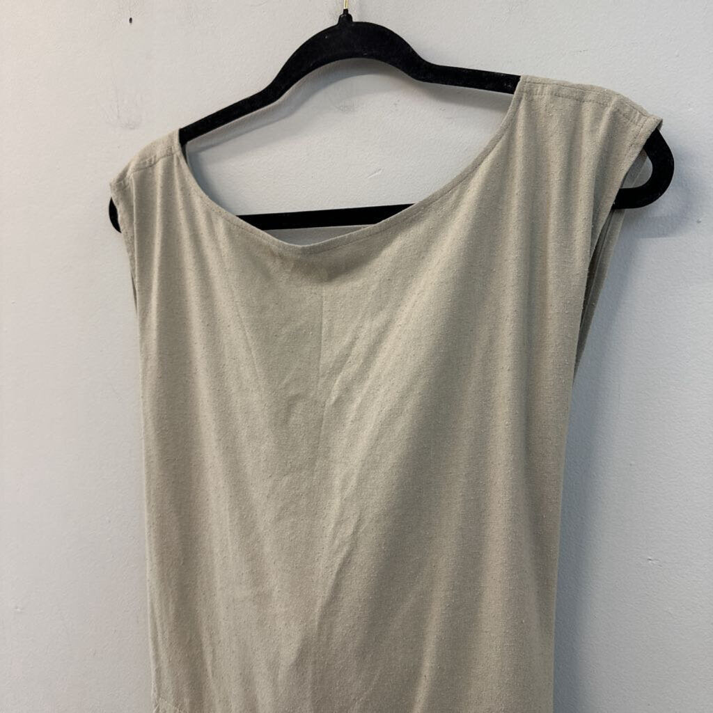 Ozma Beige 100% Silk Tie Back Jumpsuit Extra Small