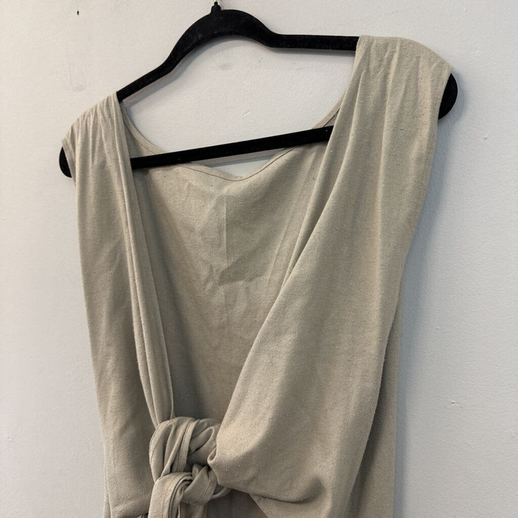Ozma Beige 100% Silk Tie Back Jumpsuit Extra Small