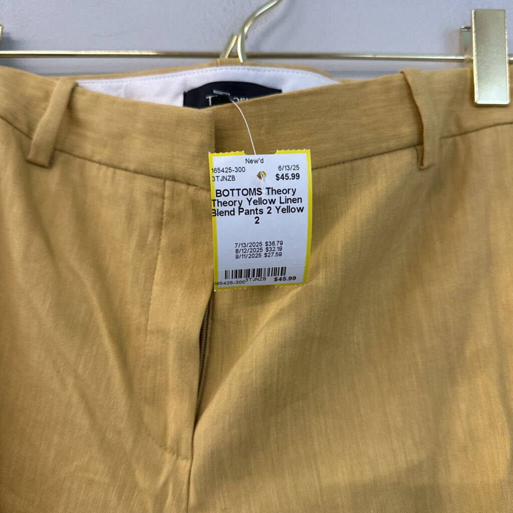 Theory Yellow Linen Blend Pants 2