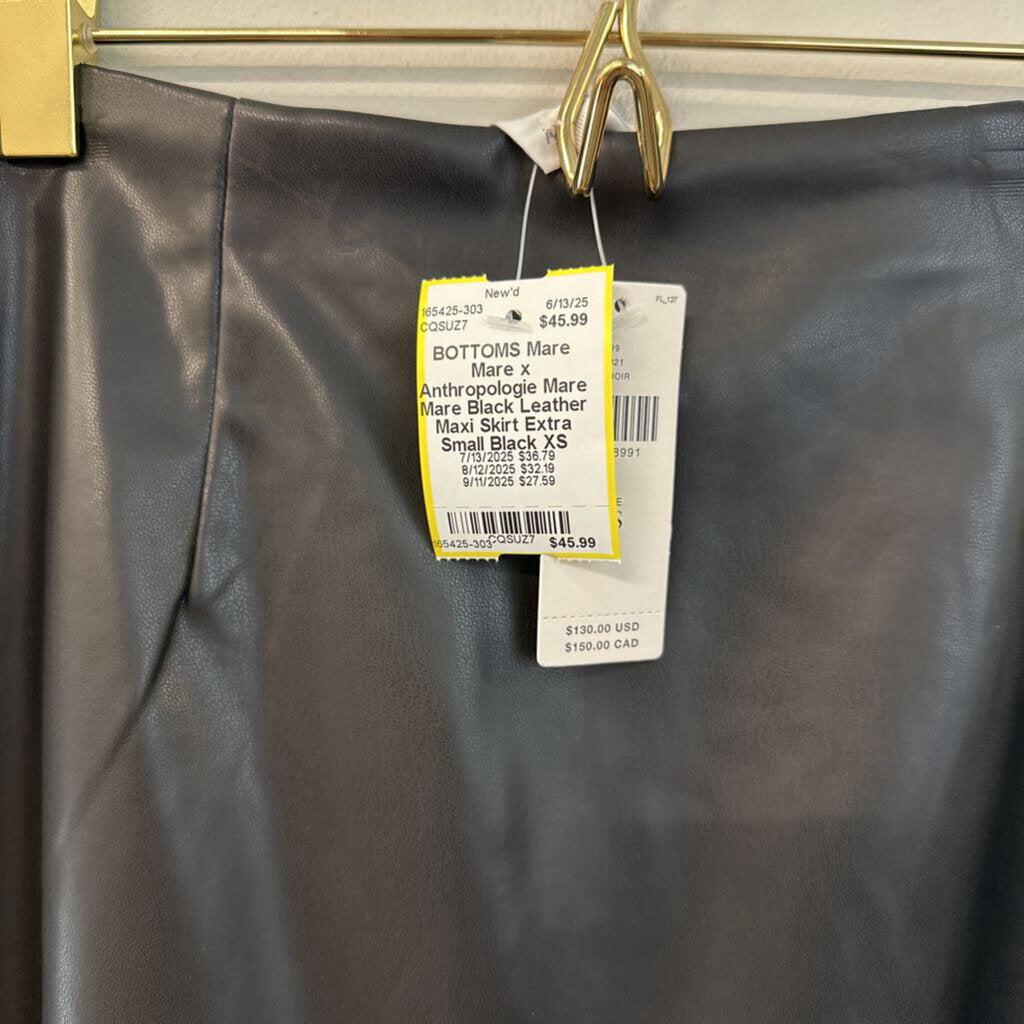Mare Mare Black Leather Maxi Skirt Extra Small