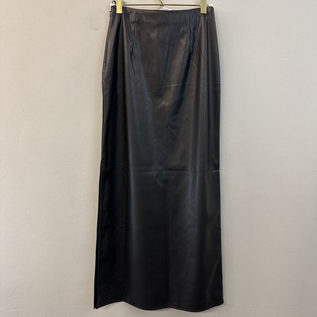 Mare Mare Black Leather Maxi Skirt Extra Small