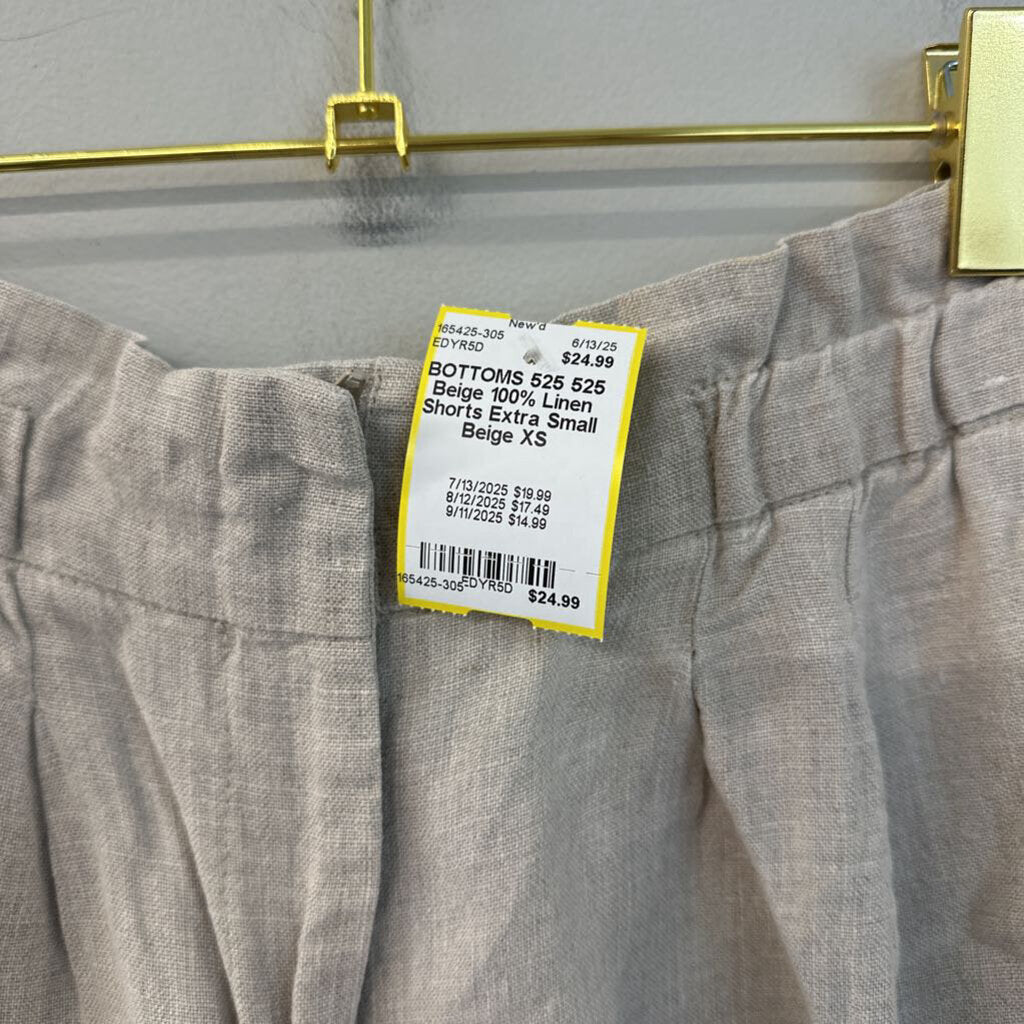 525 Beige 100% Linen Shorts Extra Small