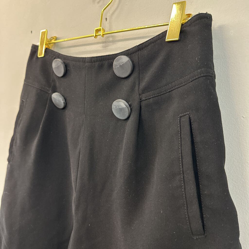Anthropologie Black Front Button High Waisted Shorts 2
