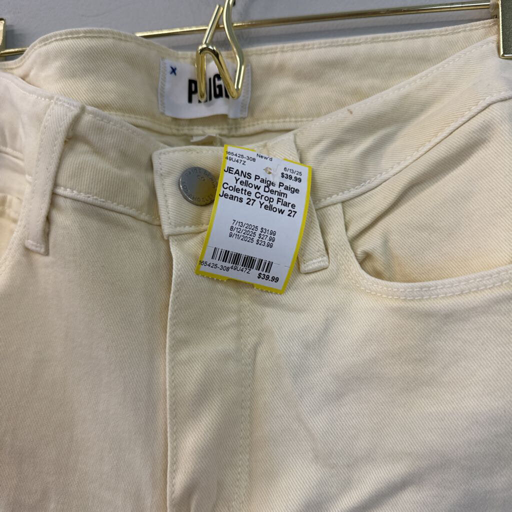 Paige Yellow Denim Colette Crop Flare Jeans 27