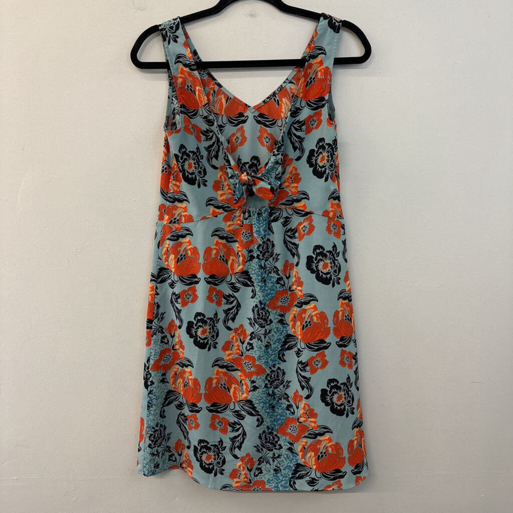 Cabi Blue/ Orange/ Black Print Tank Tie Back Dress Small