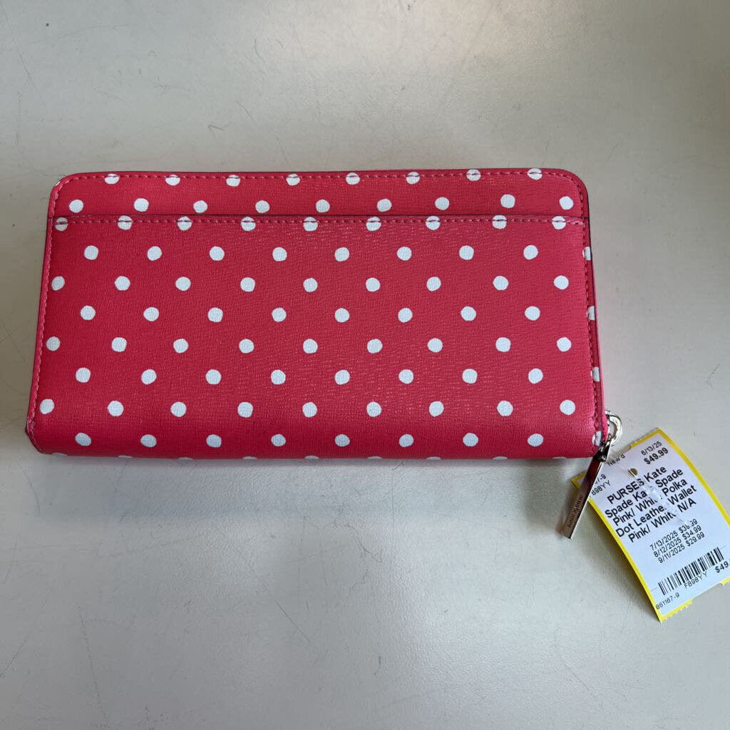Kate Spade Pink/ White Polka Dot Leather Wallet