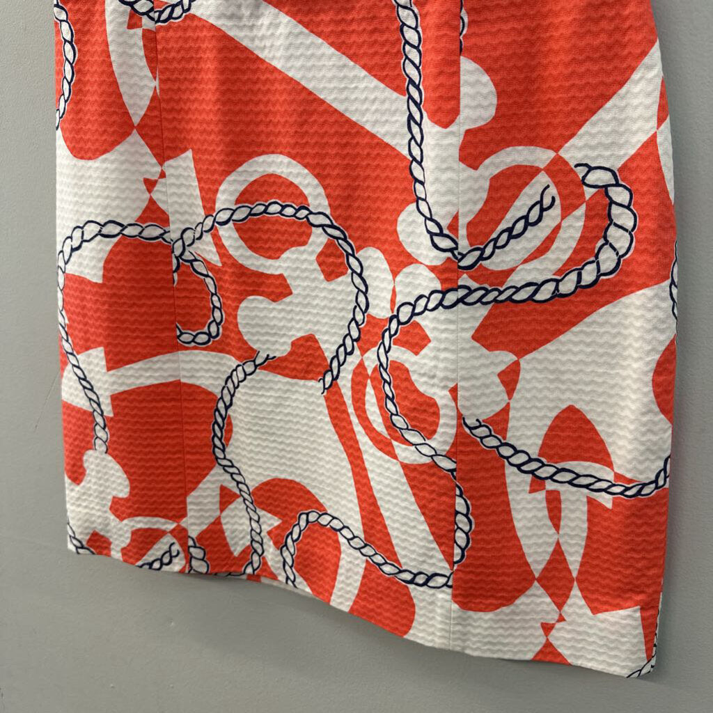 Lilly Pulitzer White/ Orange/ Navy Print Dress 6