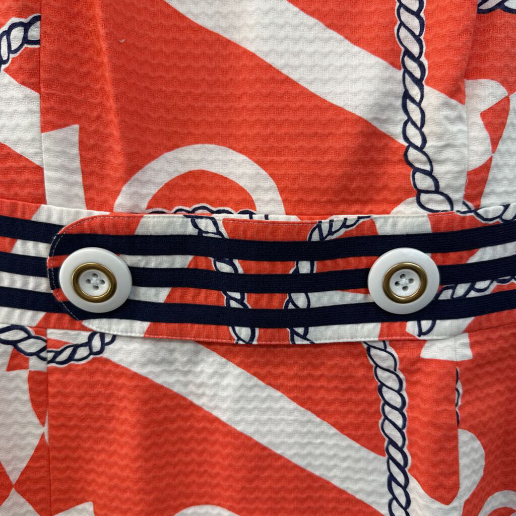Lilly Pulitzer White/ Orange/ Navy Print Dress 6