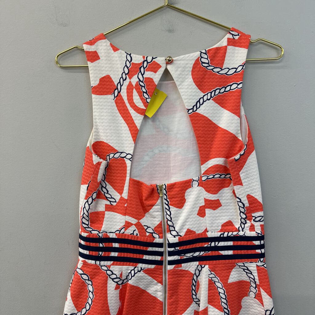 Lilly Pulitzer White/ Orange/ Navy Print Dress 6