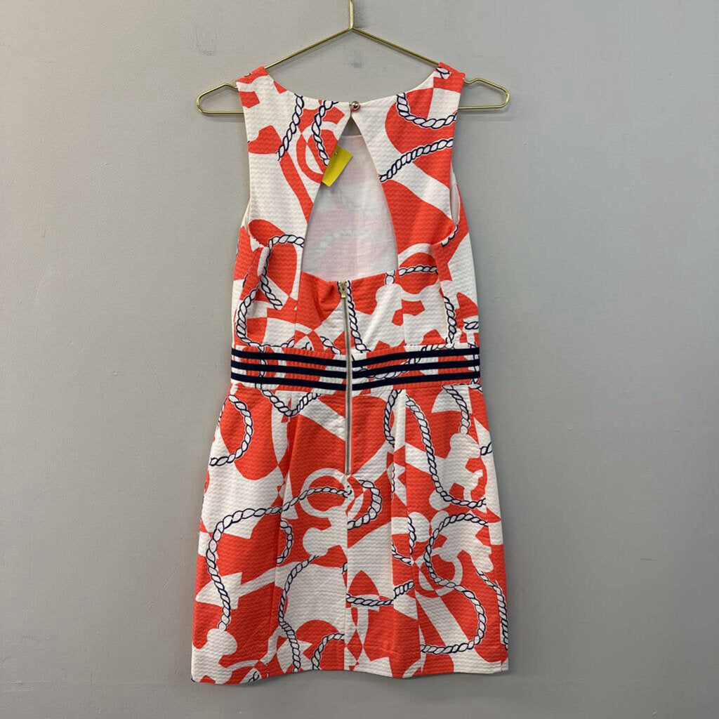 Lilly Pulitzer White/ Orange/ Navy Print Dress 6