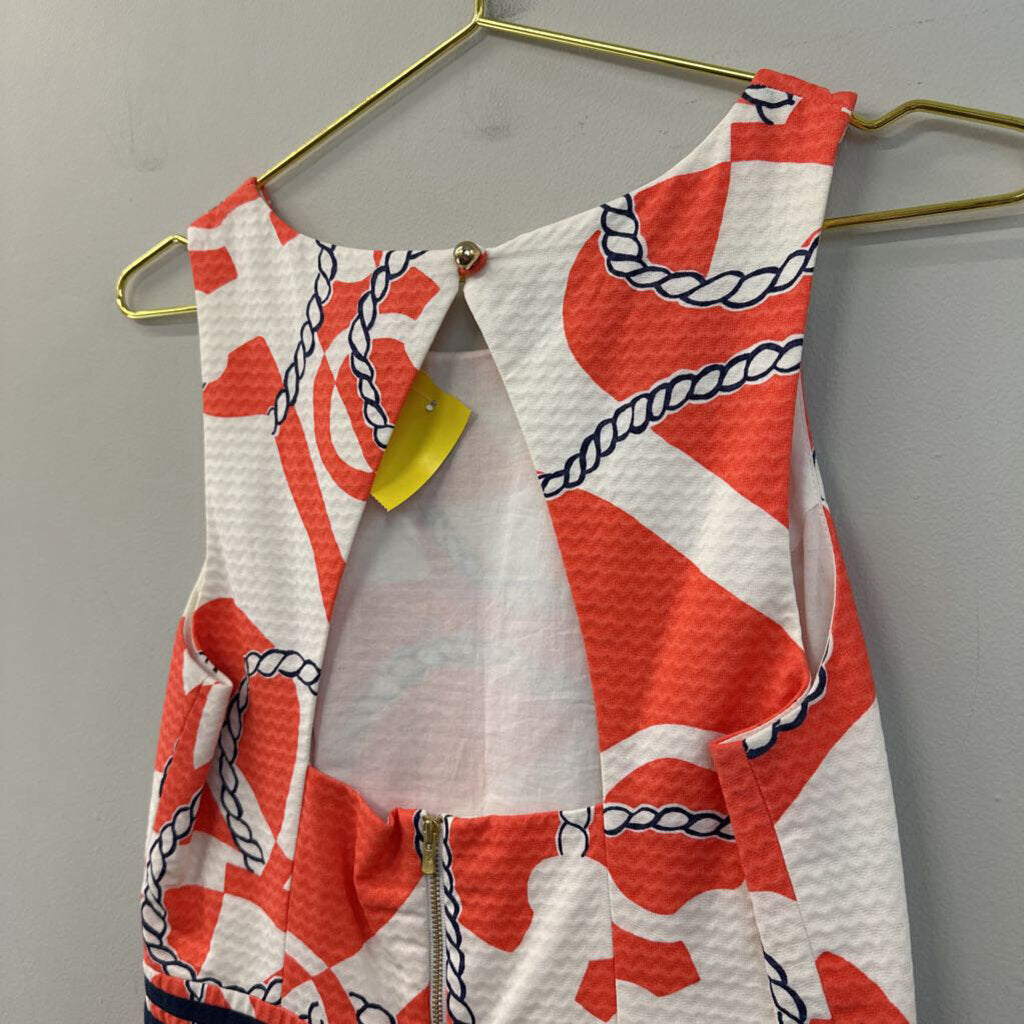 Lilly Pulitzer White/ Orange/ Navy Print Dress 6