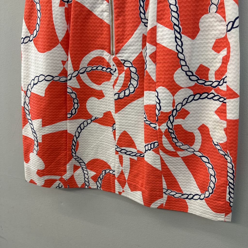 Lilly Pulitzer White/ Orange/ Navy Print Dress 6