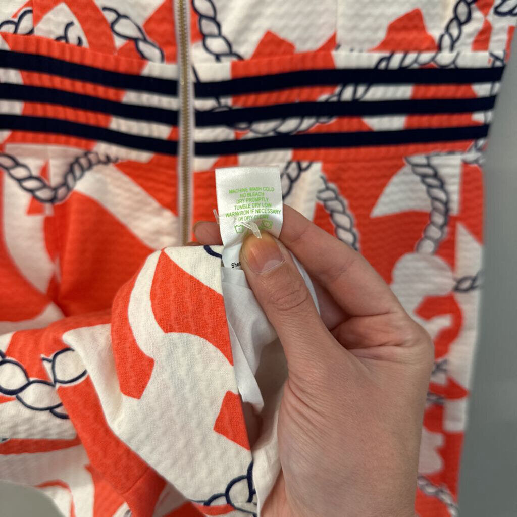 Lilly Pulitzer White/ Orange/ Navy Print Dress 6
