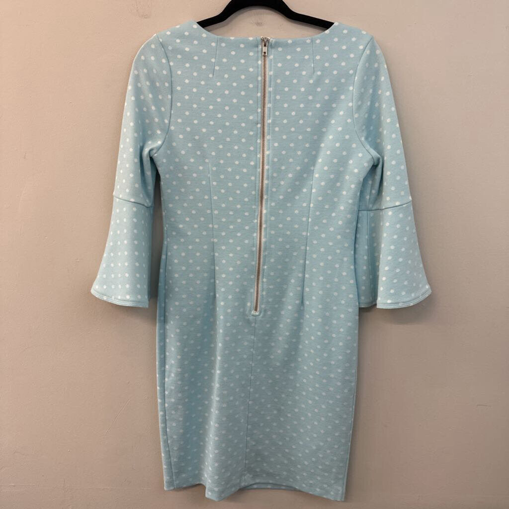 Tyler Boe Blue/ White Polka Dot Bell Sleeve Dress Small