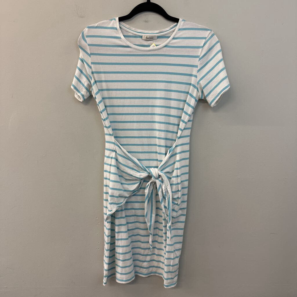 Tyler Boe White/ Blue Striped Short Sleeve Dress Small