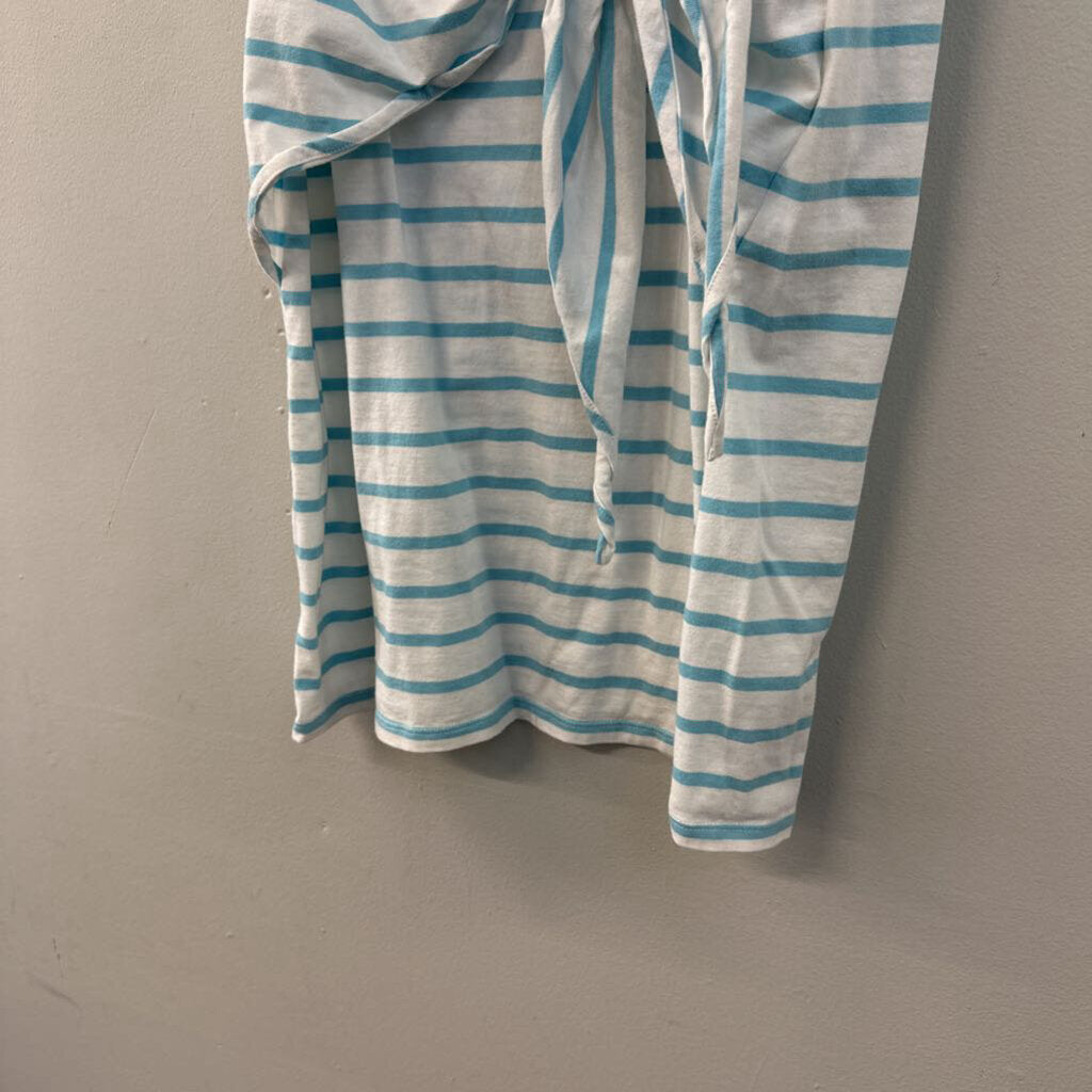 Tyler Boe White/ Blue Striped Short Sleeve Dress Small