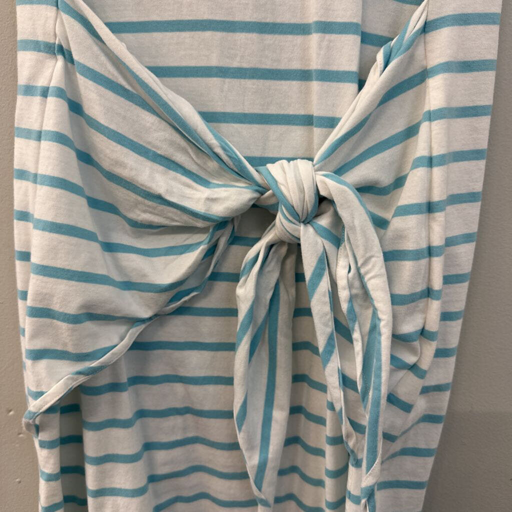 Tyler Boe White/ Blue Striped Short Sleeve Dress Small