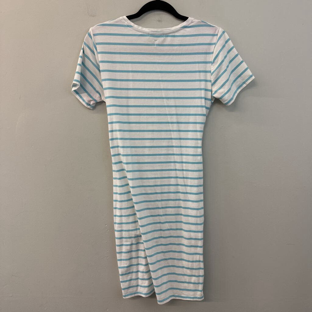 Tyler Boe White/ Blue Striped Short Sleeve Dress Small