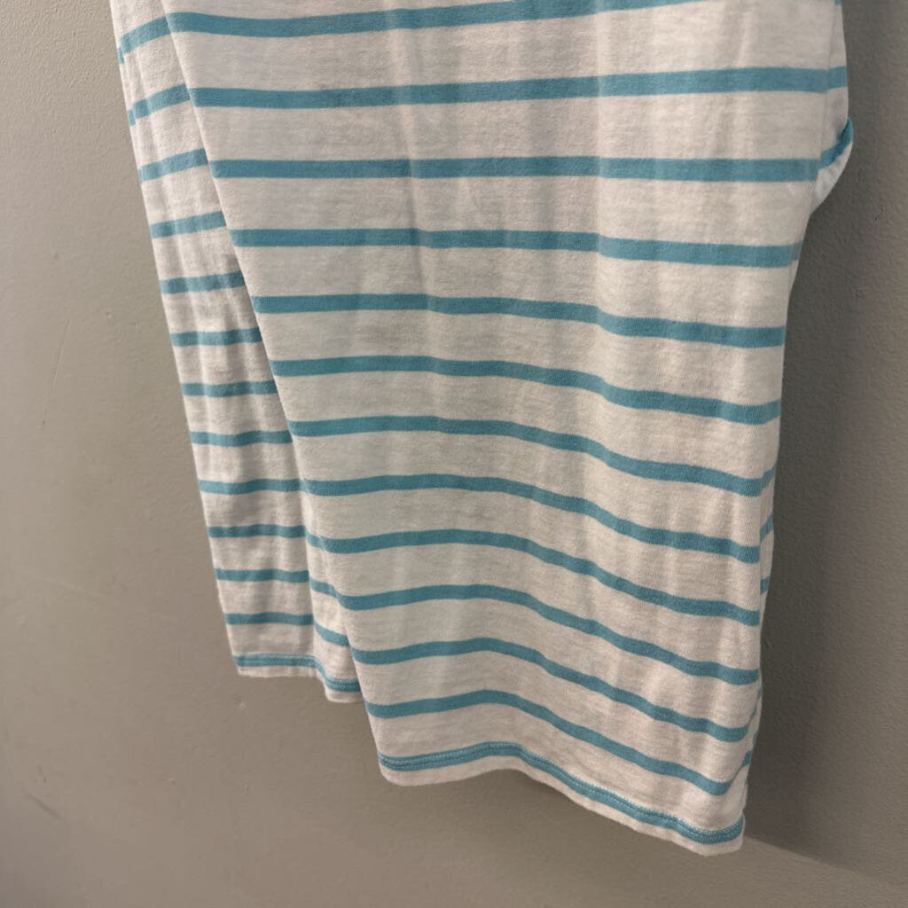 Tyler Boe White/ Blue Striped Short Sleeve Dress Small