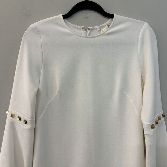 Shoshanna White/ Gold Stud Long Sleeve Shift Dress 2