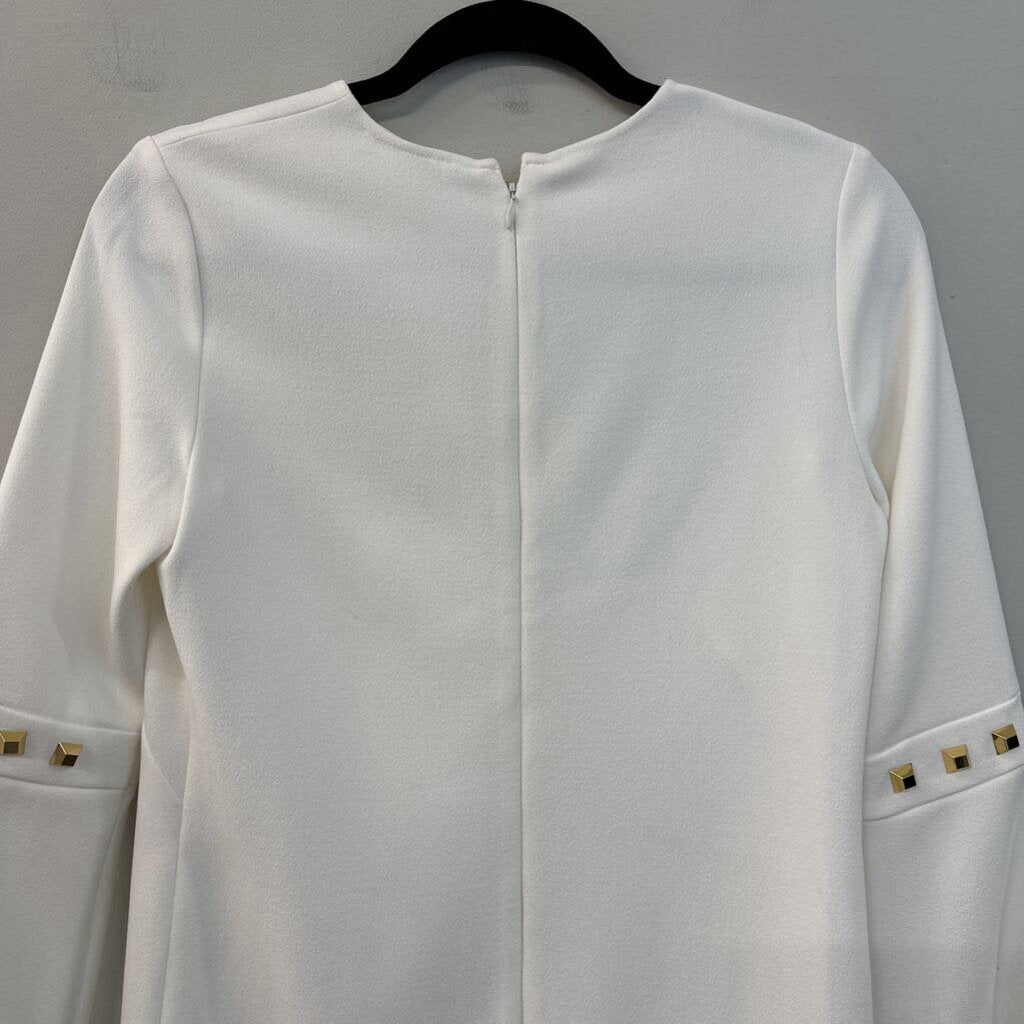 Shoshanna White/ Gold Stud Long Sleeve Shift Dress 2