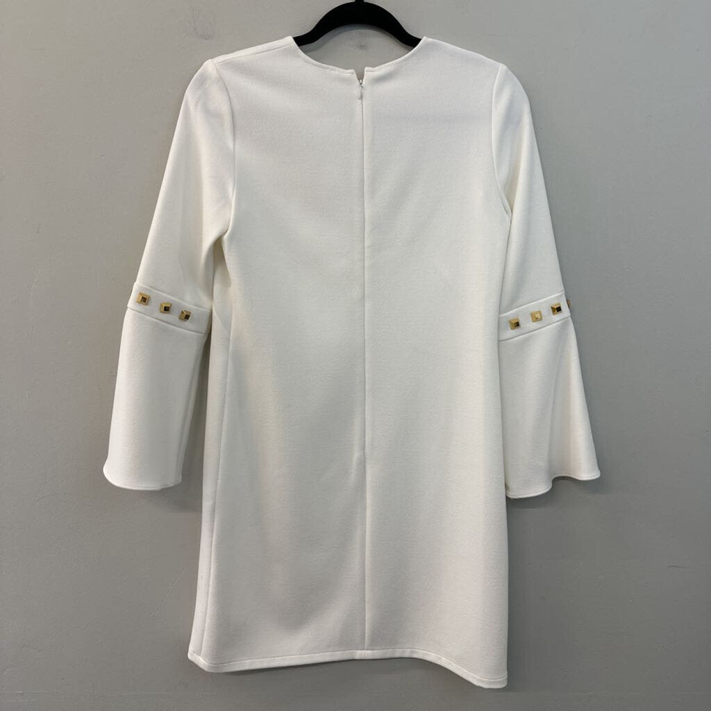 Shoshanna White/ Gold Stud Long Sleeve Shift Dress 2